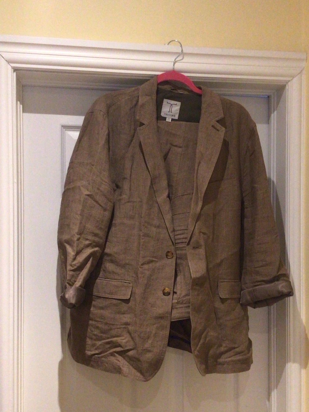 Linen Men’s Suit Jacket in Taupe Brown